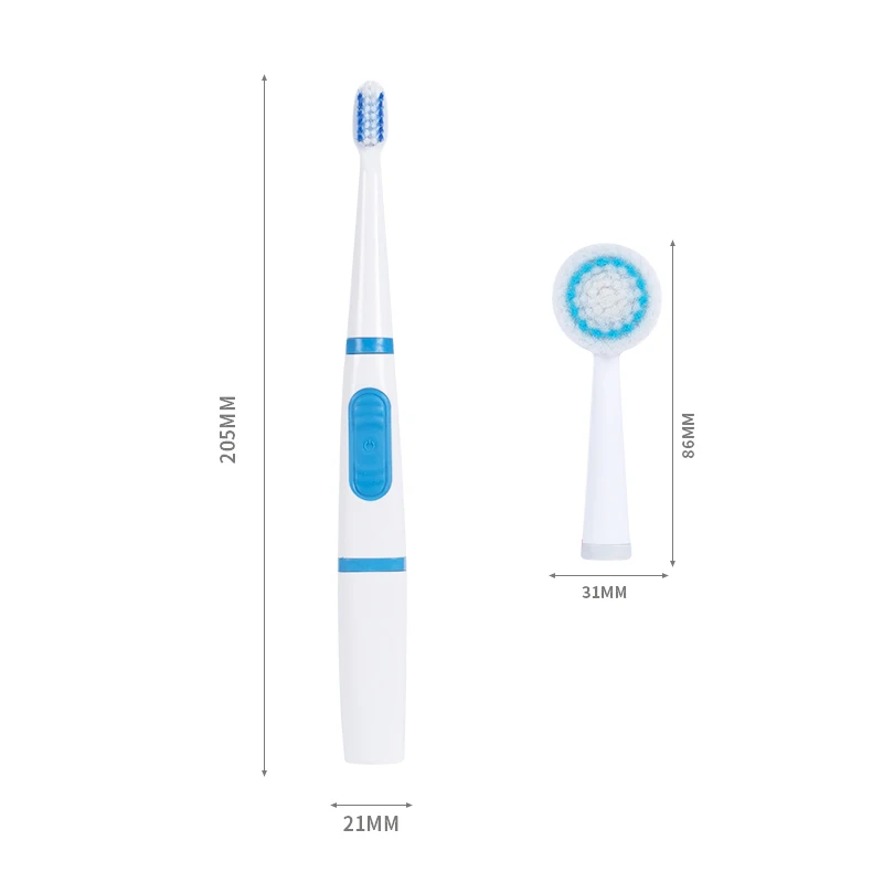 Oem private label soft bristle square head electric toothbrush adult battery face cleaning brush