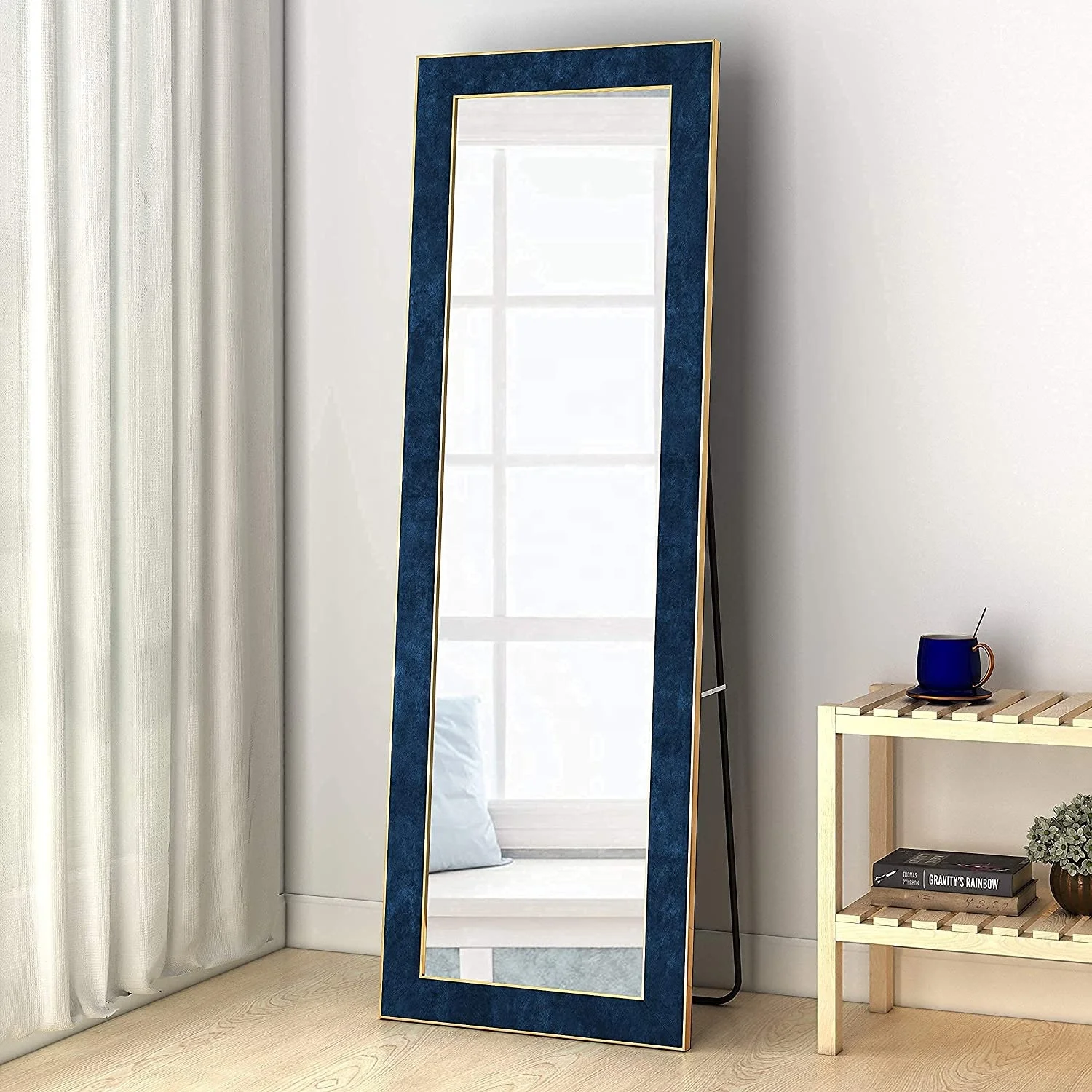 Amazon velvet mirror with stand Full Length Velvet Body Mirror for Home Decorative luxury large Mirror espejos decorativos