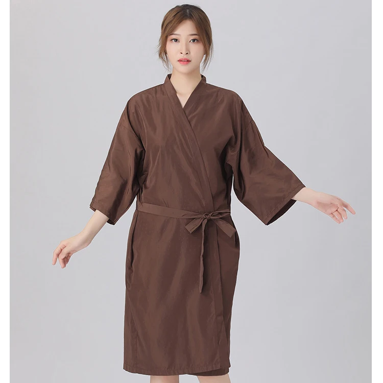 Wholesale Spa Massage Client Gown Long Salon Kimono Client Lounge Robe Smock Hair Uniform Salon