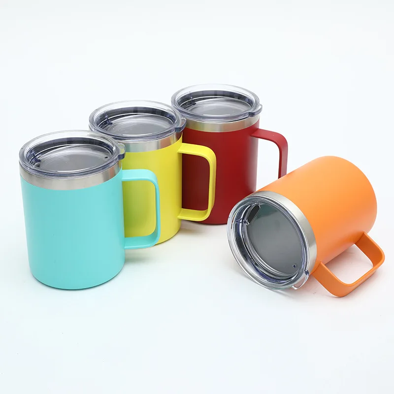 No MOQ 12 oz insulated stainless steel  vacuum coffee travel mug with lids and handle