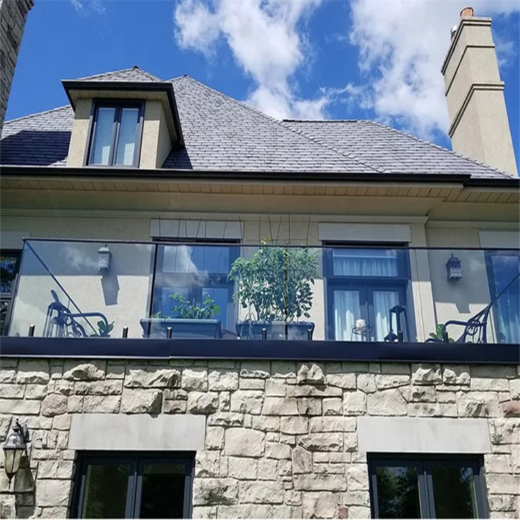 Modern Design Inox Balcony Glass Railing With Stainless Steel Pilar