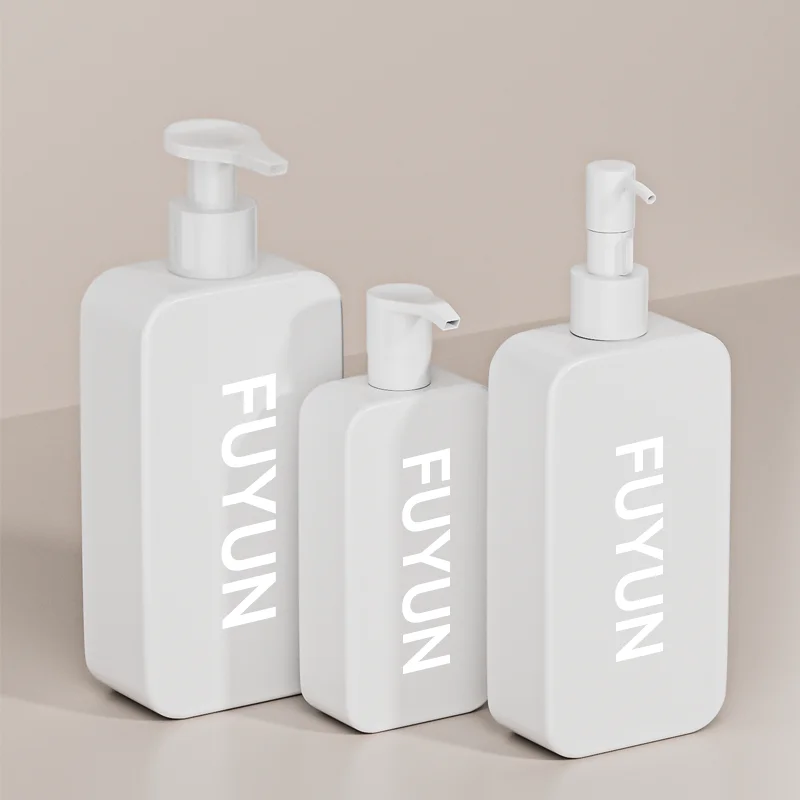 Fuyun MOQ 50 Factory Popular Square Refill Plastic Pump Bottle 250ml 350ml 500ml Liquid Soap Lotion Shampoo Bottle