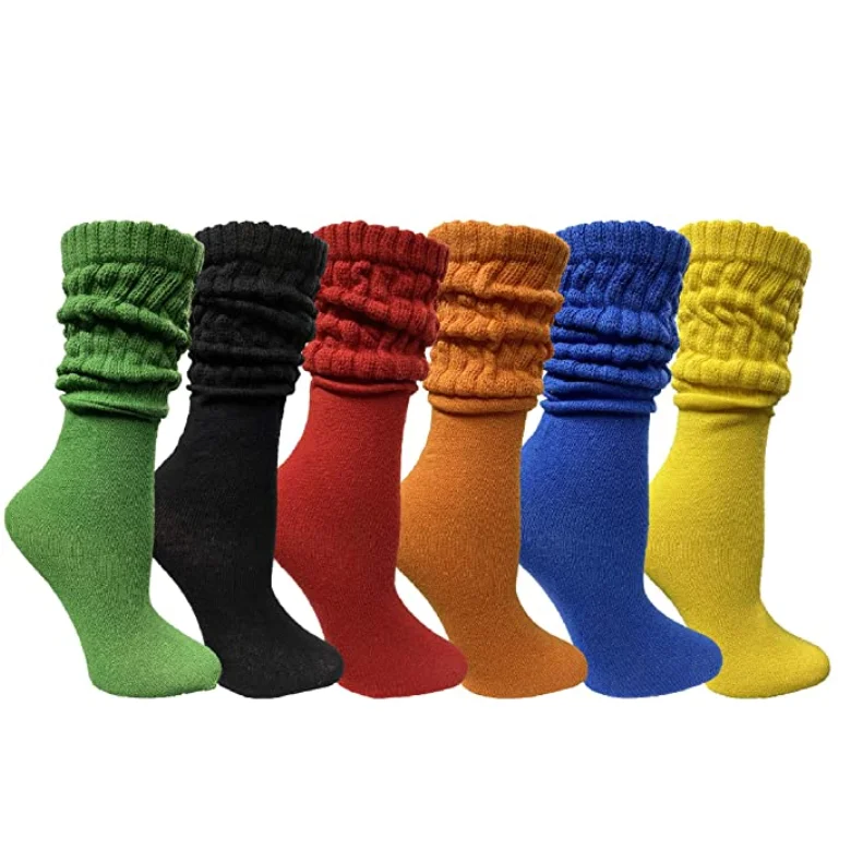 custom girls womens Knee High Boot Sock Cotton extra long heavy thick adults 100% cotton long heavy slouch socks