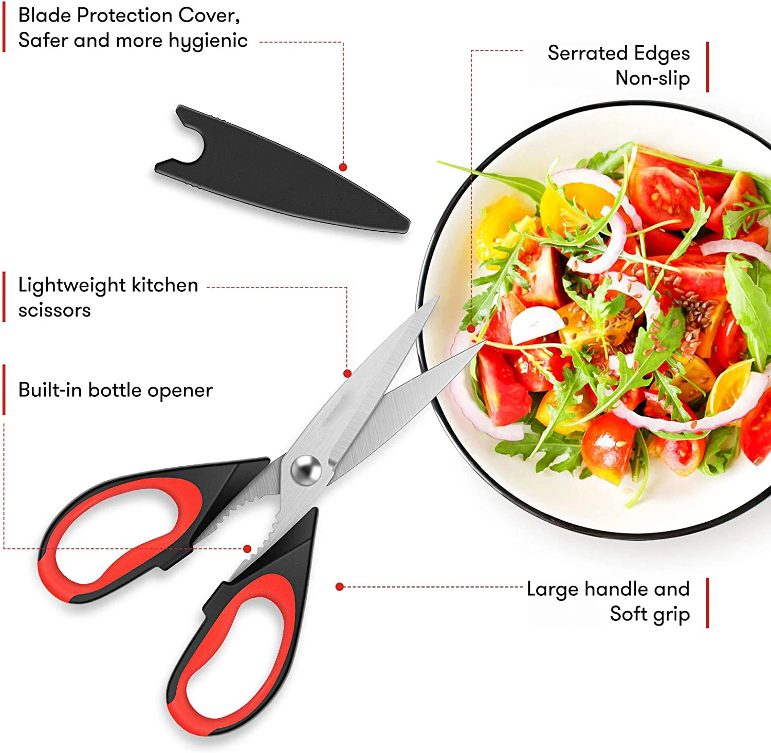 Two-piece multifunctional Sharp heavy-duty meat scissors Stainless Steel Home kitchen cooking scissors With Soft Grip
