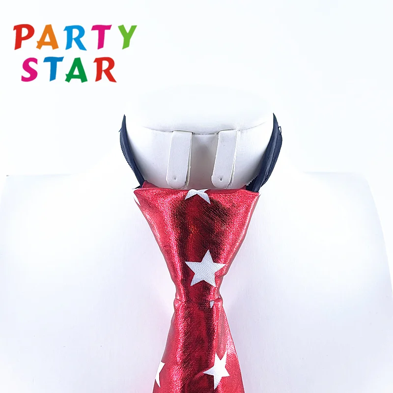 Оптовая продажа, мужской Металлический регулируемый галстук с пятиконечными звездами, модный галстук с принтом для вечеринки