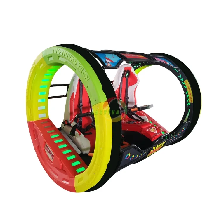 EASYFUN Outdoor 2 Seats Coin Operated Game Electric Swing Happy Rolling Car 360 Degree Remote Control Rolling Car