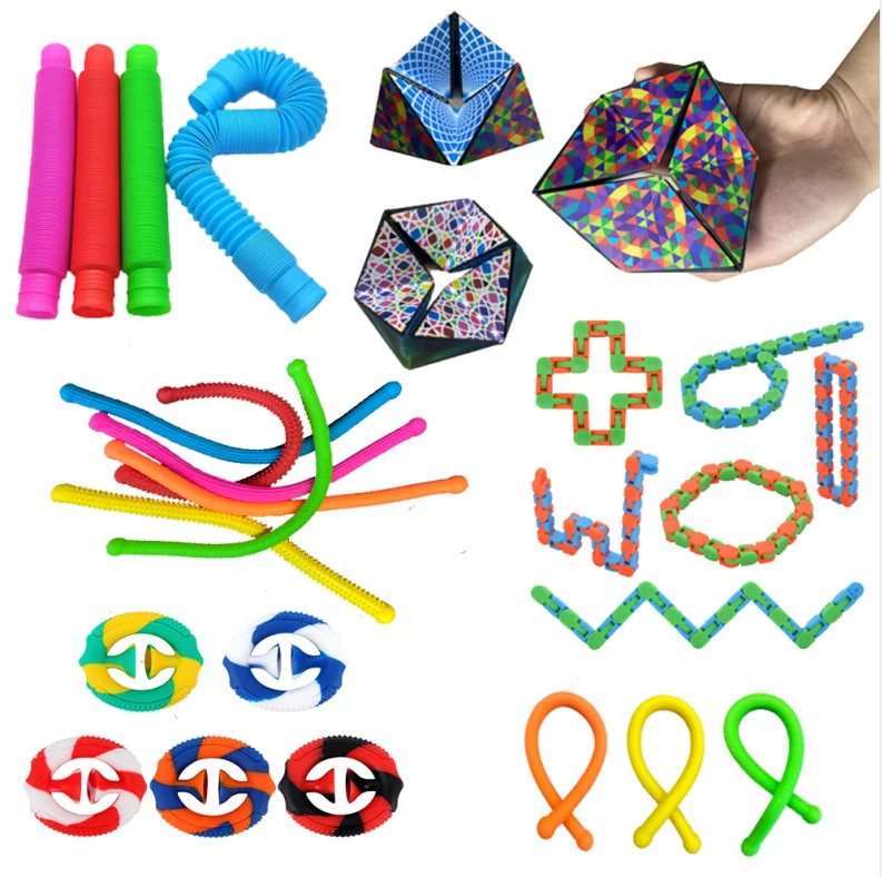 wholesale new push fidget sensory toy pop bubble silicon stress balls popit fidget toy set for kids