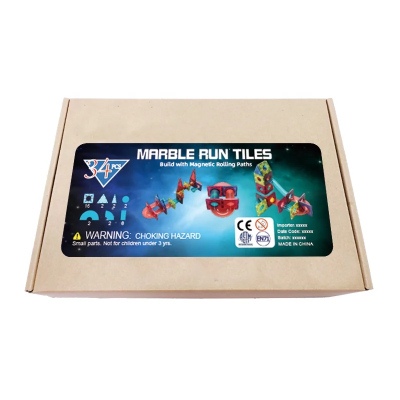 3D Transparent Children Magnetic Set Ball Play Maze Race Set Toy Marble Run Tiles