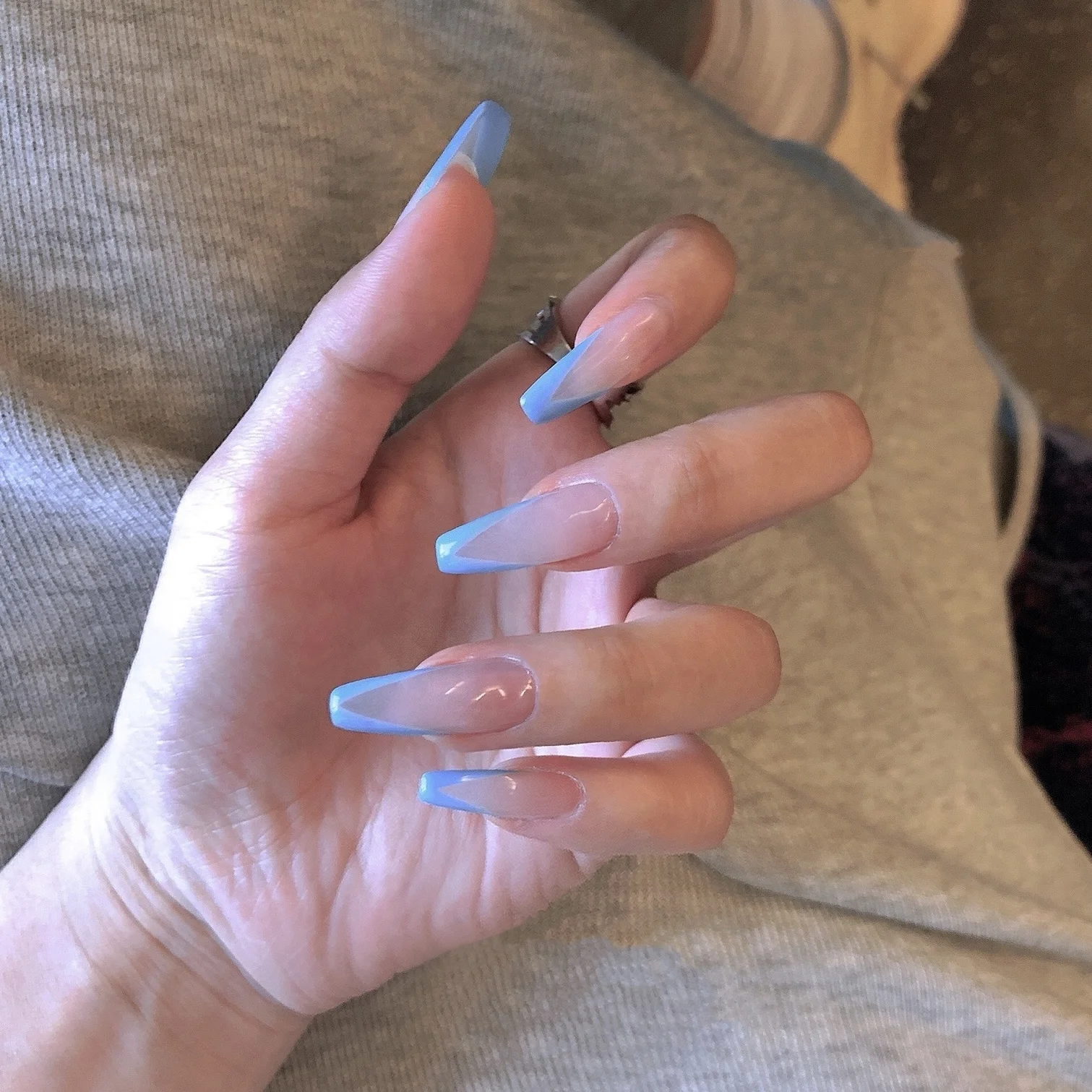 24Pcs Hand-made Ballerina High quality Nail Design With Long Press On Nails With French Style Fire Heart Glitter