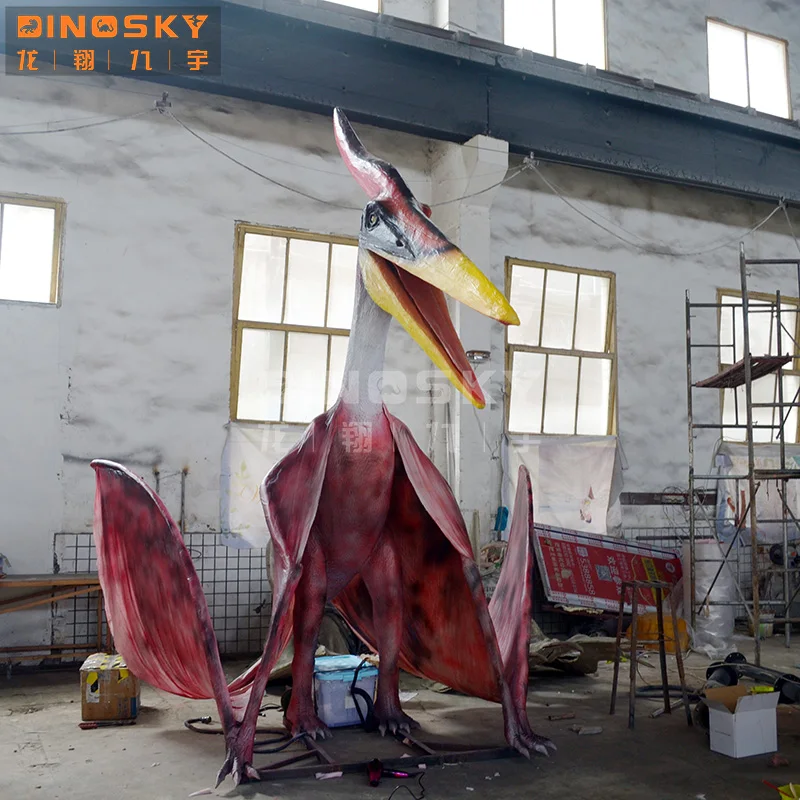 Life-size Pterosaur with smoke mechanic dinosaur model in theme park or amusement park DINOSKY