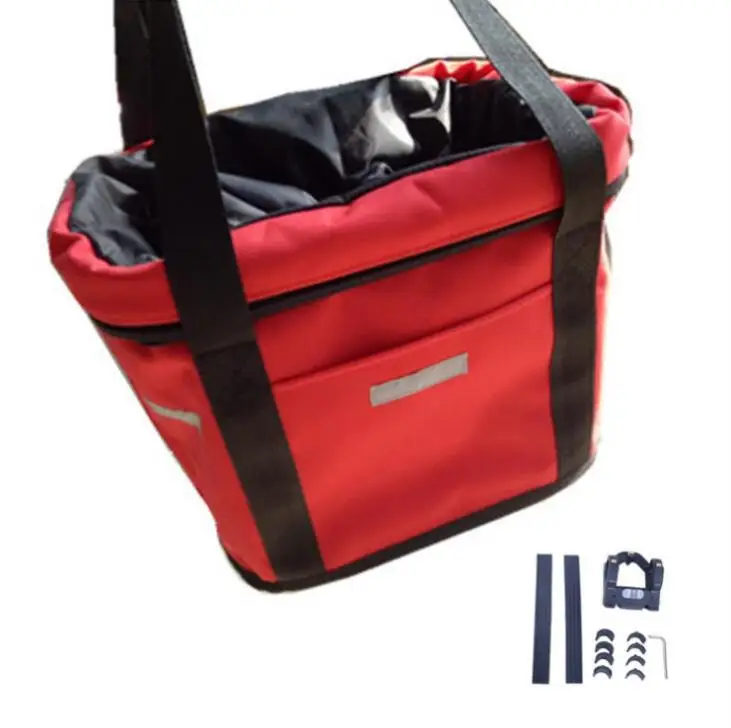dog bike bag with Reflective Strips Detachable Handlebar Front Basket Pet Cat Dog Carrier Bag Commuting Shopping Handbag