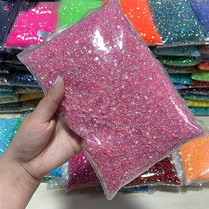 Wholesale 2mm 3mm 4mm 5mm 6mm Acrylic Neon Green AB Resin Rhinestone FlatBack Crystal Non Hot Fix Strass Crystal for Nail Stones