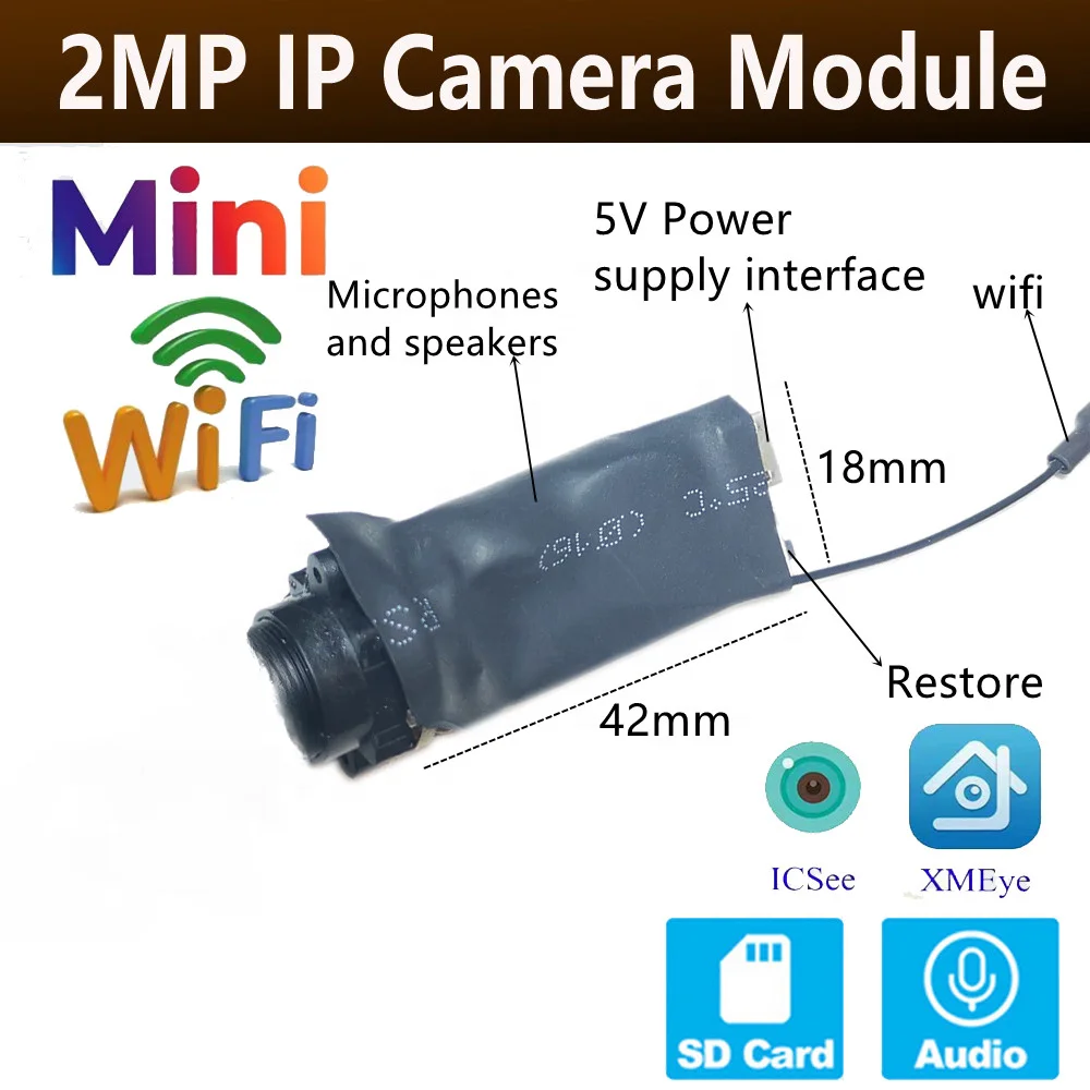 DIY IP Camera Module Mini Wifi Module Small Icsee Xmeye Sdk 1080P Wireless PCB Security P2P Two Way Audio Industrial Smart Cloud