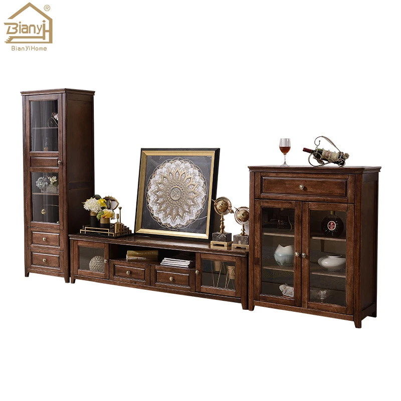 Wood Tv Cabinet Stand Industrial Style TV Stand For TV 2-Tier Console Stand Storage Center And Cabinet For Livingroom