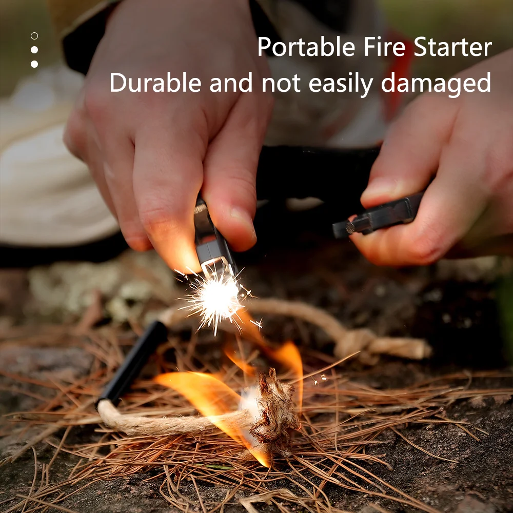 Outdoor  Emergency Bracelet Flint Fire Starter Compass  Bracelet Knife Scraper