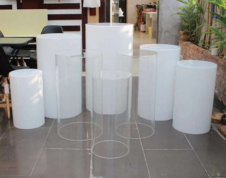 Wholesale Wedding 5 Pieces Clear Dessert Flower Display Stand AcrylicTransparent Cylinder Pedestal Sets Round Plinths