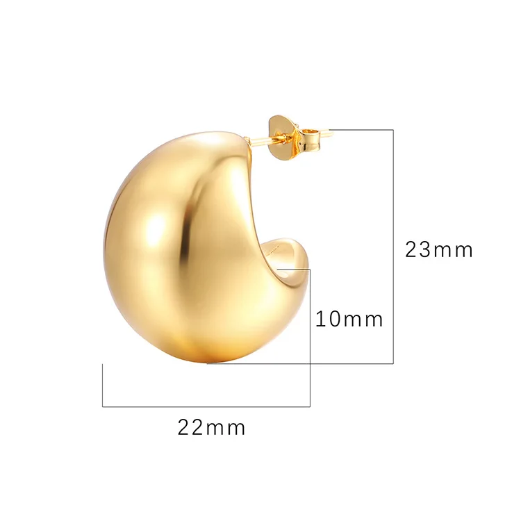 Luxury Thicker Chunky Hollow Earrings 18K Gold High Quality Finished Jewelry Waterproof Unique Model