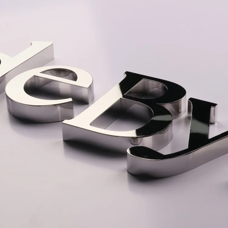 custom 3d metal business sign letters aluminum silver mirrored stainless steel logo wall sign office signs