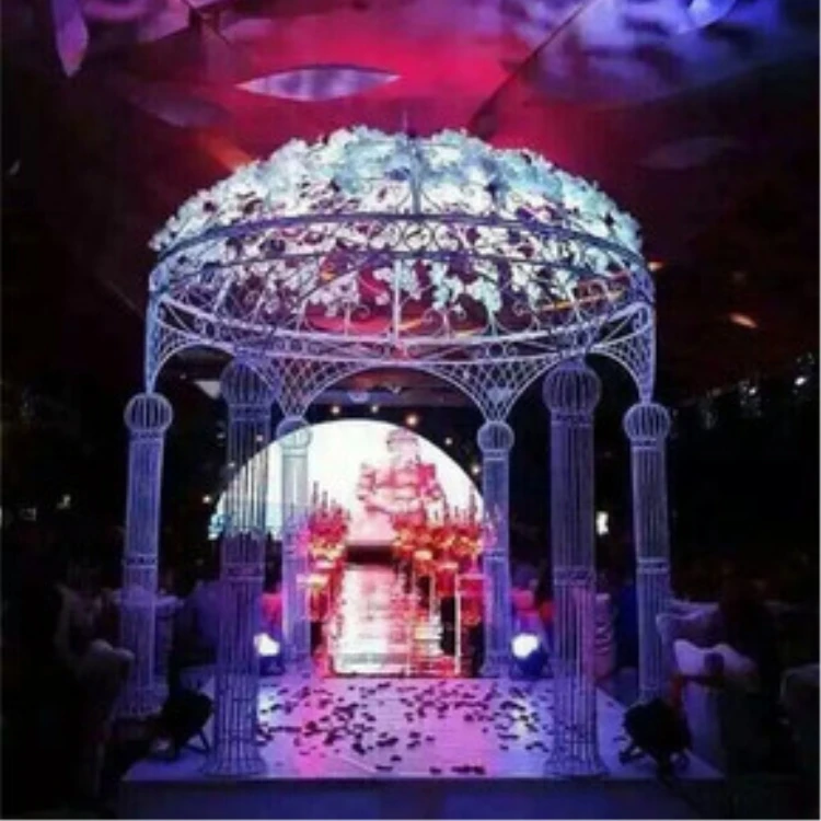 Outdoor Arch Six-pillar Pavilion European Style Gazebo Wedding Decorations for Stage Ceremony