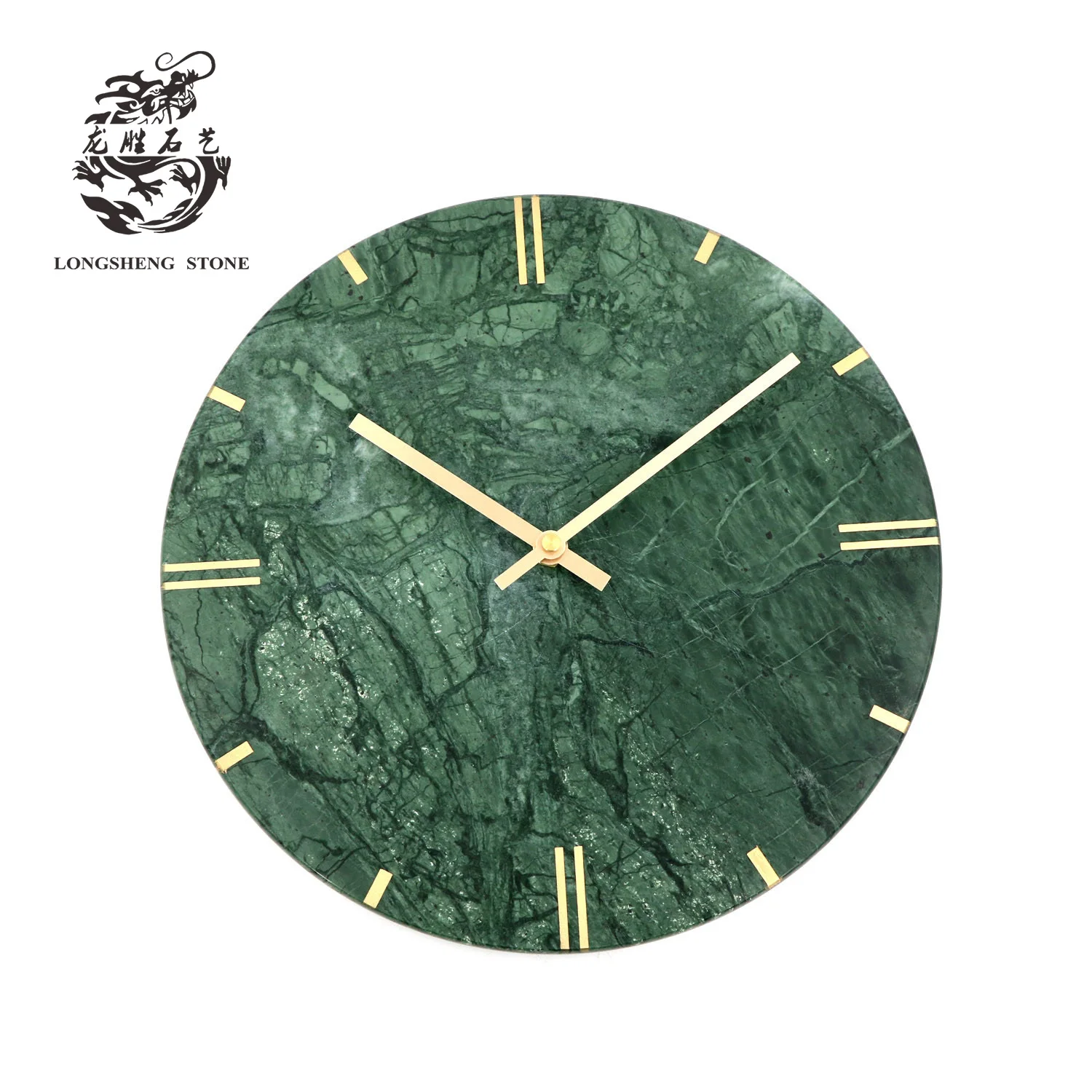 Factory outlet New Decorative Living room Natural Green Marble stone home Round Wall Clock