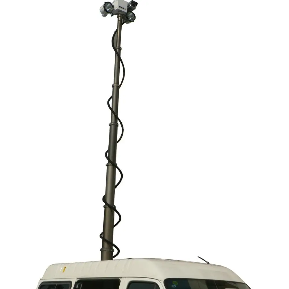 
Telescopic Lighting camera mast mounted on The police anti-riot vehicle 