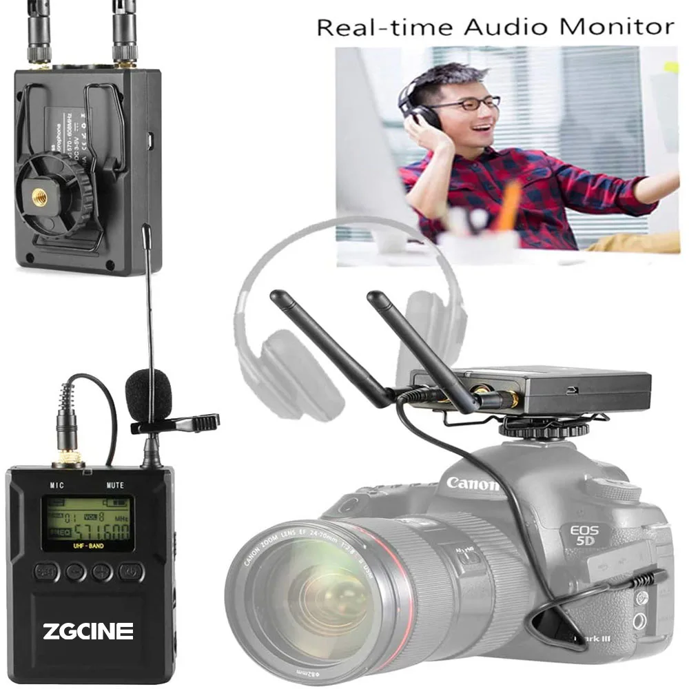 Профессиональный беспроводной микрофон fotoрант/ZGCINE с передачей УВЧ разъем 3 5 мм внешним отворотом 50 каналов