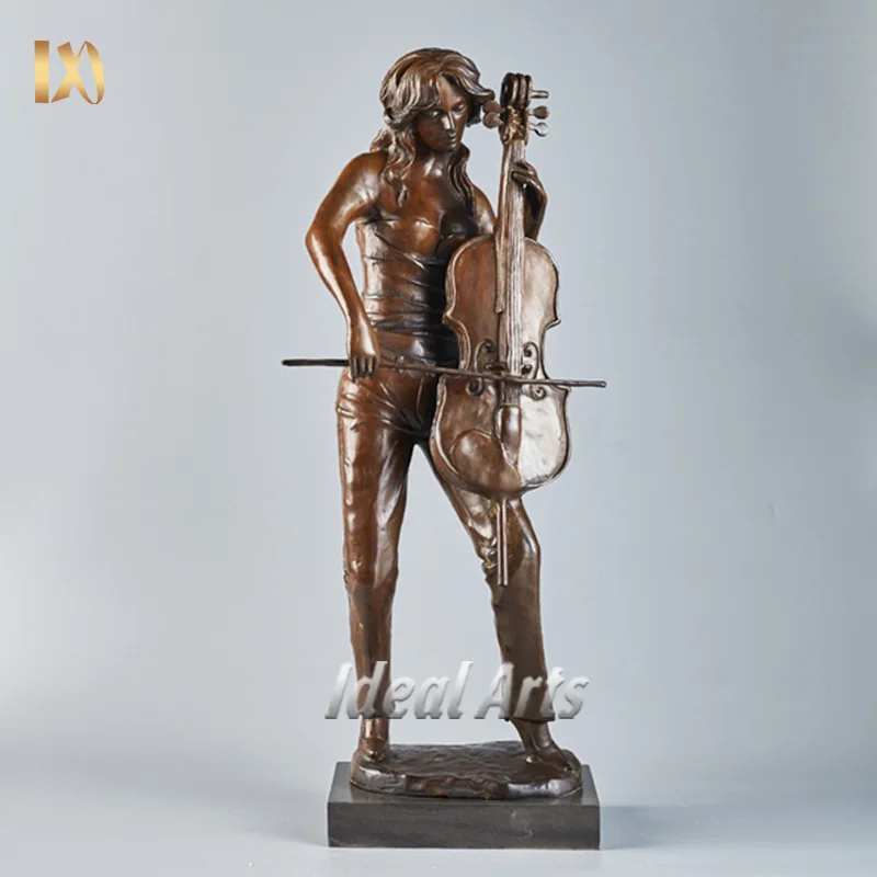 H38cm Wholesale home decor music instrument sculpture small metal brass bronze music figure jazz musician statue for sale