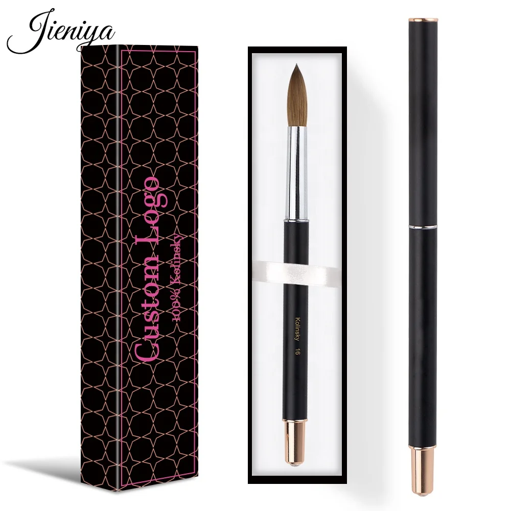 jieniya Popular Styles black handle Kolinsky Hair Brushes Nail Acrylic Brush Nails Brush with Lid