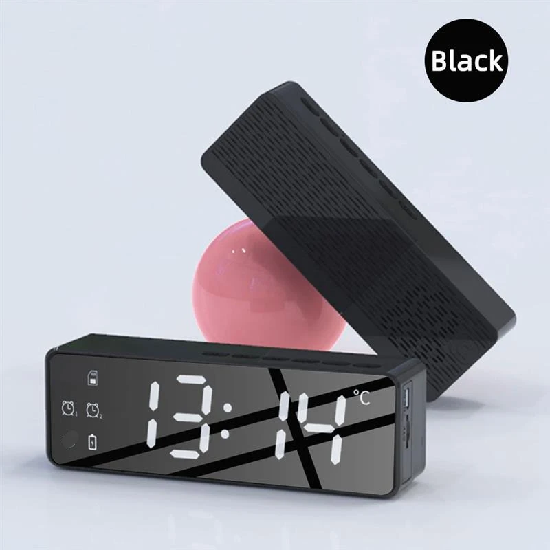 High Quality B119 Big Size Display Smart Wireless Speaker Bedside Alarm Clock Stereo Subwoofer Speaker Led Digital Clock