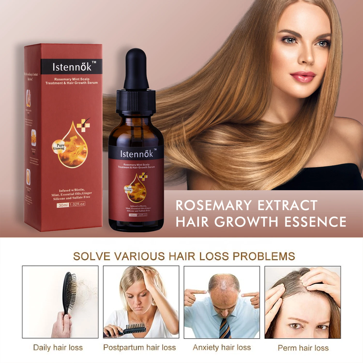 Istennok Powerful Argan Hair Regrowth oil Men Woman Ginger Mint Essential Oil Prevents Hair Loss Hair Growth oil