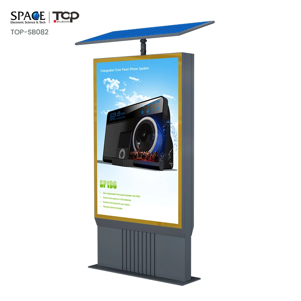 Outdoor Scrolling Light Box Advertising with LED Display Solar Power Light Boxes