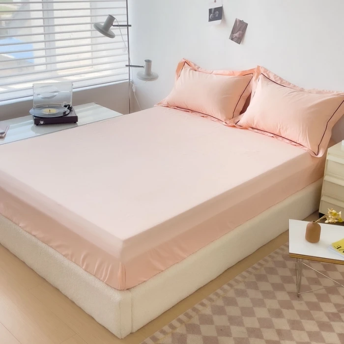 100% cotton bedspread solid fitted sheet with pillow shams mattress protector candy bed linen customized size