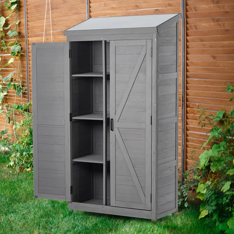 Outdoor Storage Shed Easy Assemble Garden Tool Wooden Storage Box Storage Cabinet