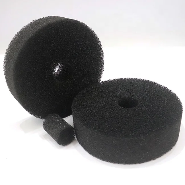 Custom Round 30PPI Black activated carbon media filter foam/ aquarium sponge for fish tank