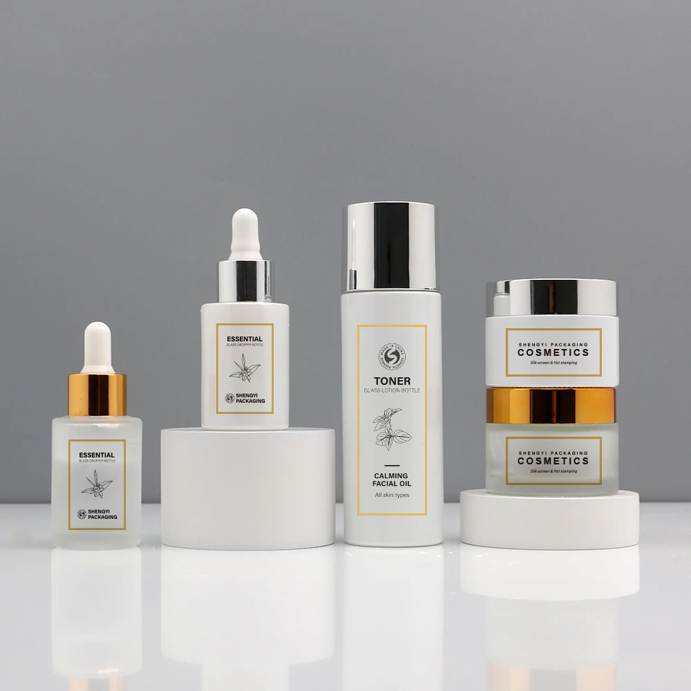 20ml 30ml 50ml 100ml essential oil serum flat shoulder frosted clear glass dropper bottle with pipette