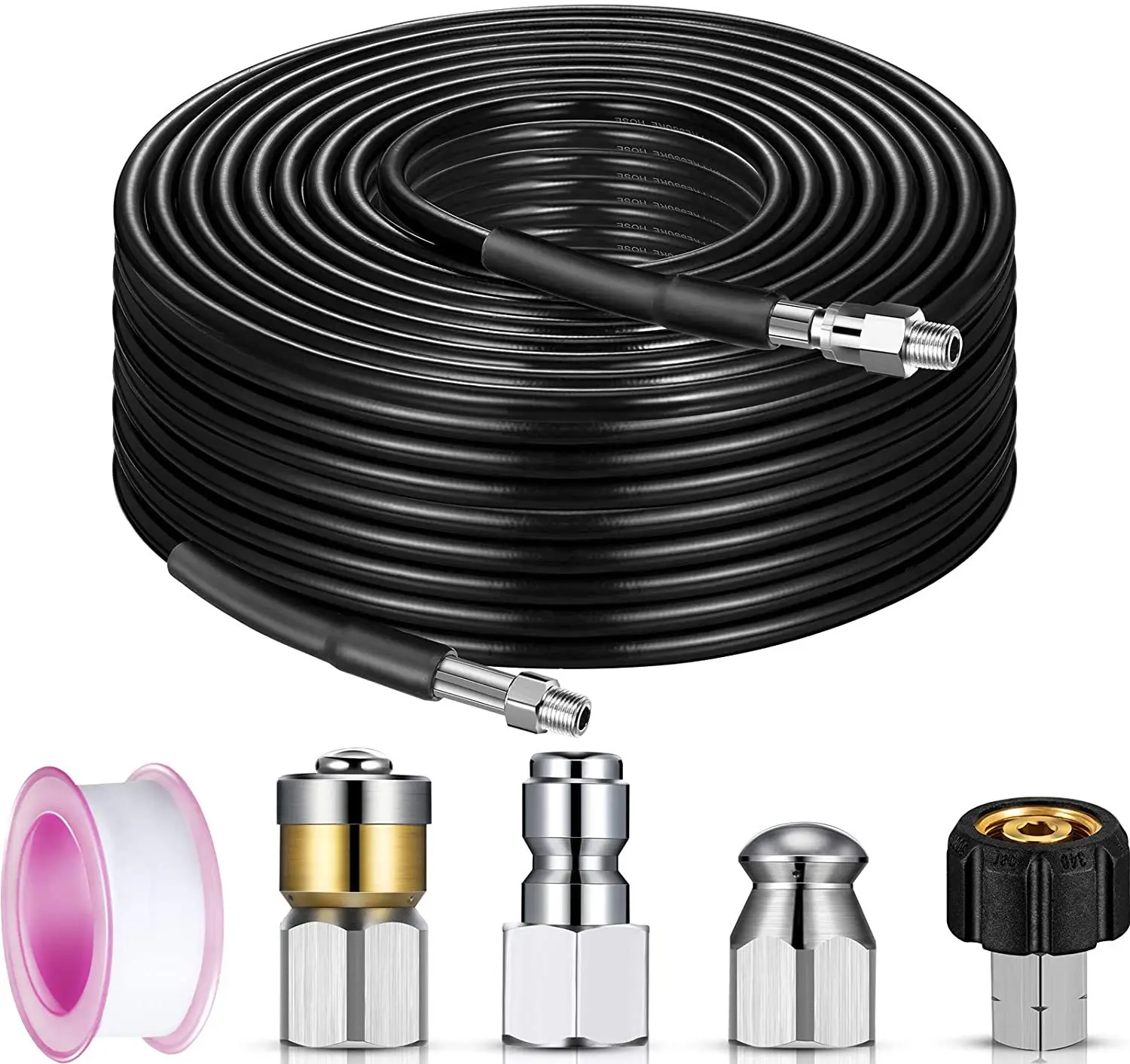 Pressure Washer Hose Pipe Cleaning Hose with Rotary Nozzle for Drain, Kitchen, Toilet Washdown 10-30m