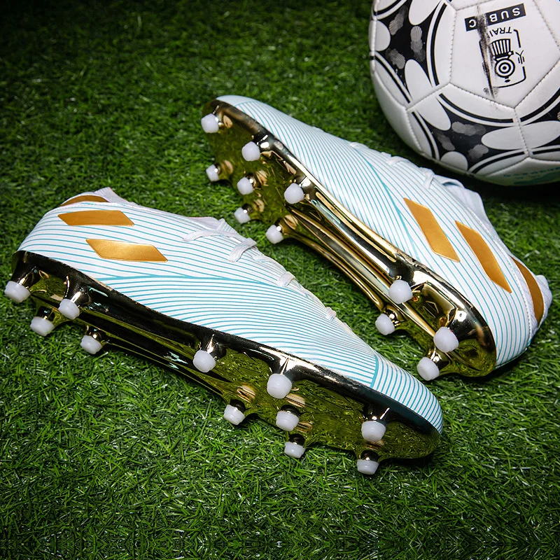 Factory outlet spike football shoes men sports shoes high top football shoes gold soccer boots goods in stock