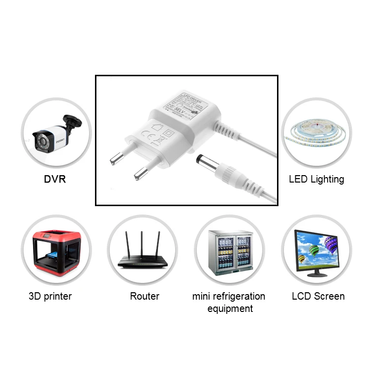 Wall Mounted Intertek Vertical Adapter 12V 0.5A 6W CE Certified EU Standard Plug AC DC Power Adapter Wall Charger for Baby Monit
