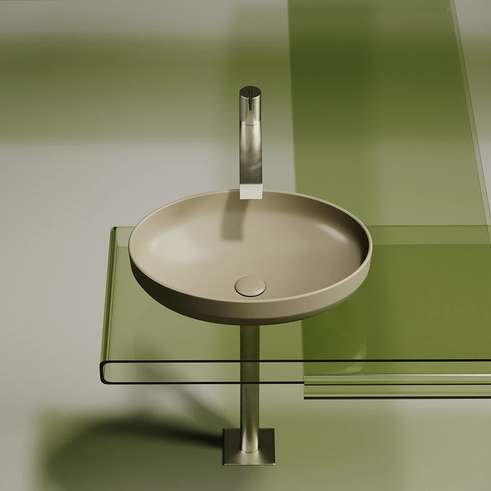 Nordic art basin matte color countertop lavabo luxury bathroom sinks round ceramic black and matte beige wash basin