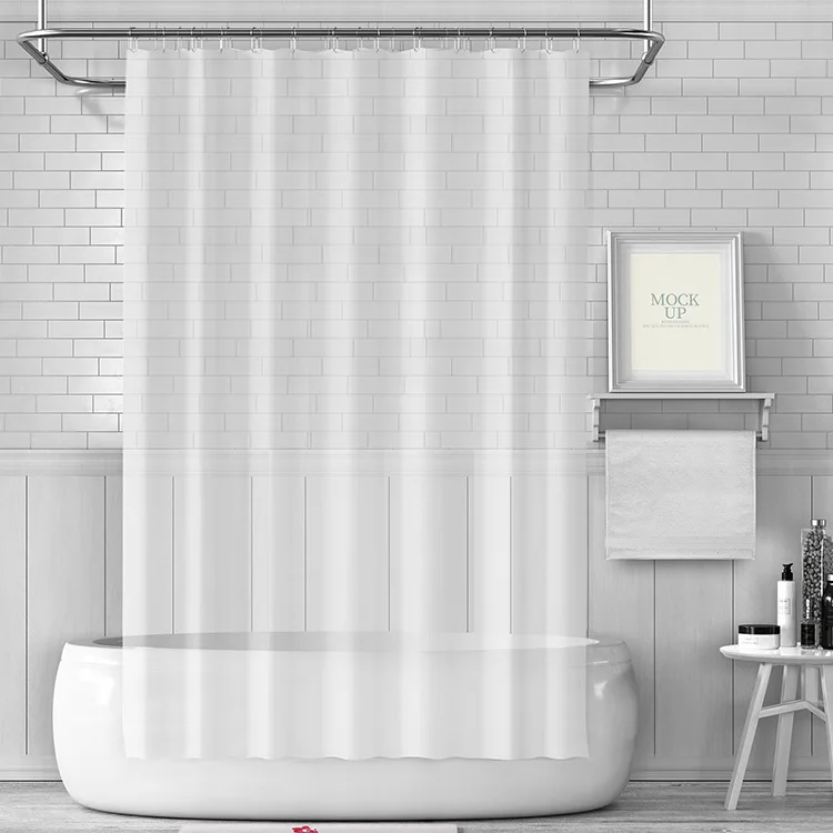 No Punching PEVA Solid Color Beige Shower Curtain Waterproof Anti-mold Toilet Partition Bathroom Shower Curtains