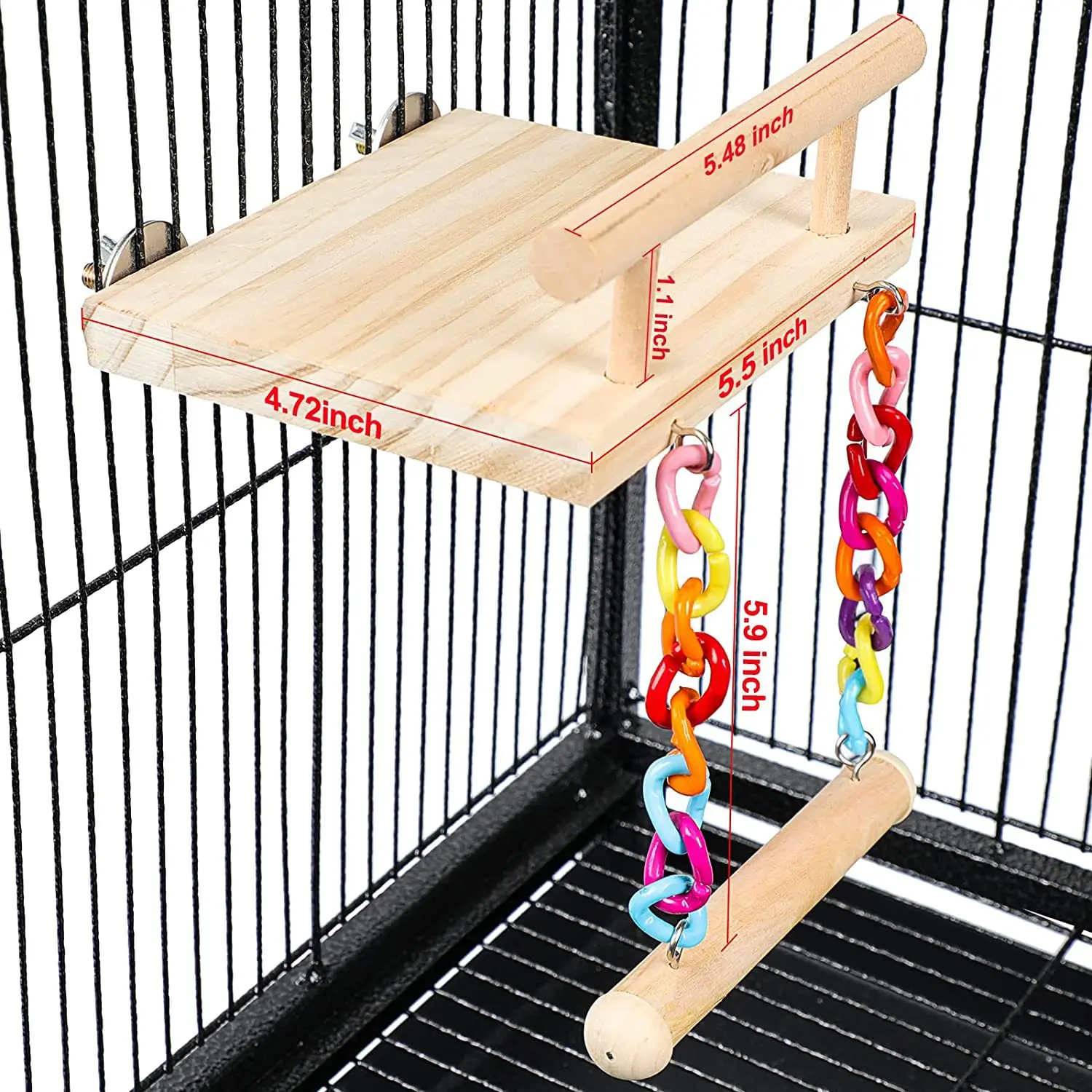 Bird Perches Cage Toys Parrot Wooden Platform Play Gyms Exercise Stands