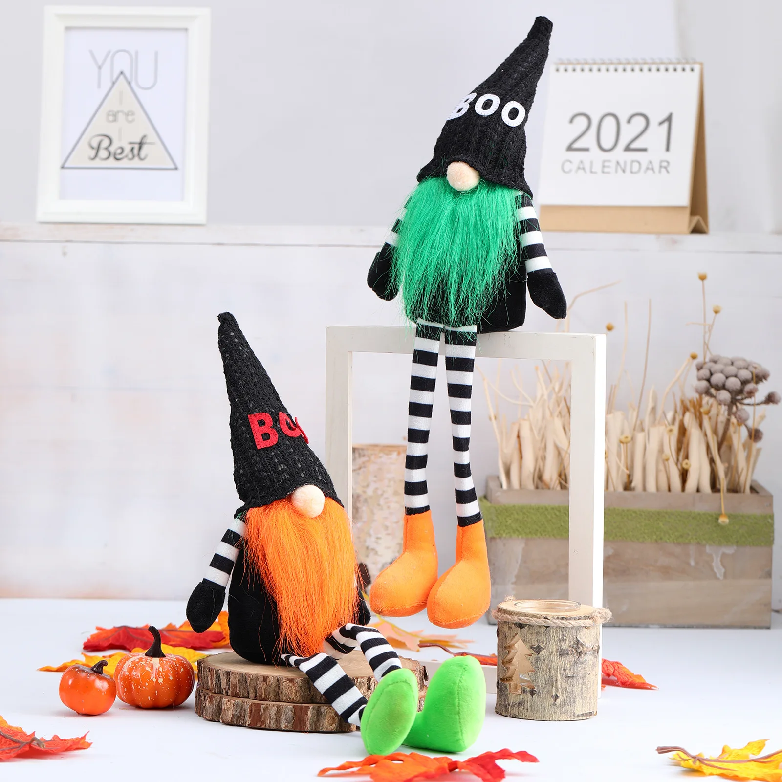 New Halloween party decorations faceless Rudolf dolls Christmas ornaments gift dolls long shanks black witches cloaks hats dolls