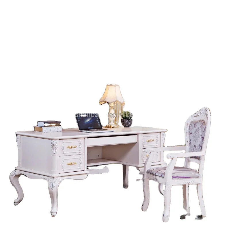 Офисный стол для руководителей во французском стиле, белый и золотой или серебряный