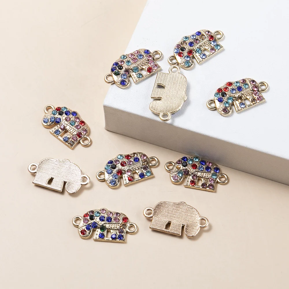 Fashion Colorful Crystal Elephant CZ Micro Pave Connector Charms DIY for jewelry making Pendants Necklaces Jewelry Accessories