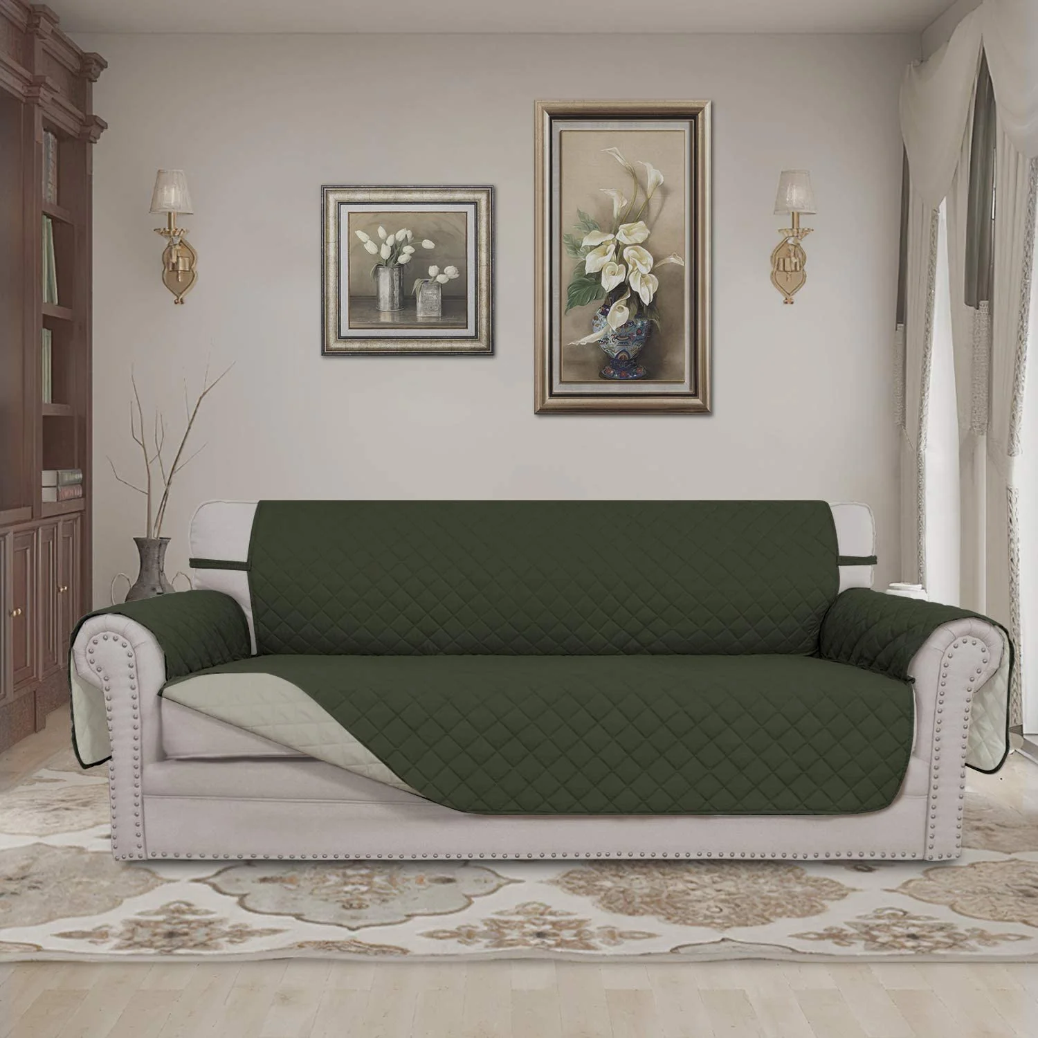 Anti-slip Pet Sofa Cover Couch Foam Sticks Elastic Straps Strech Armchair Waterproof
