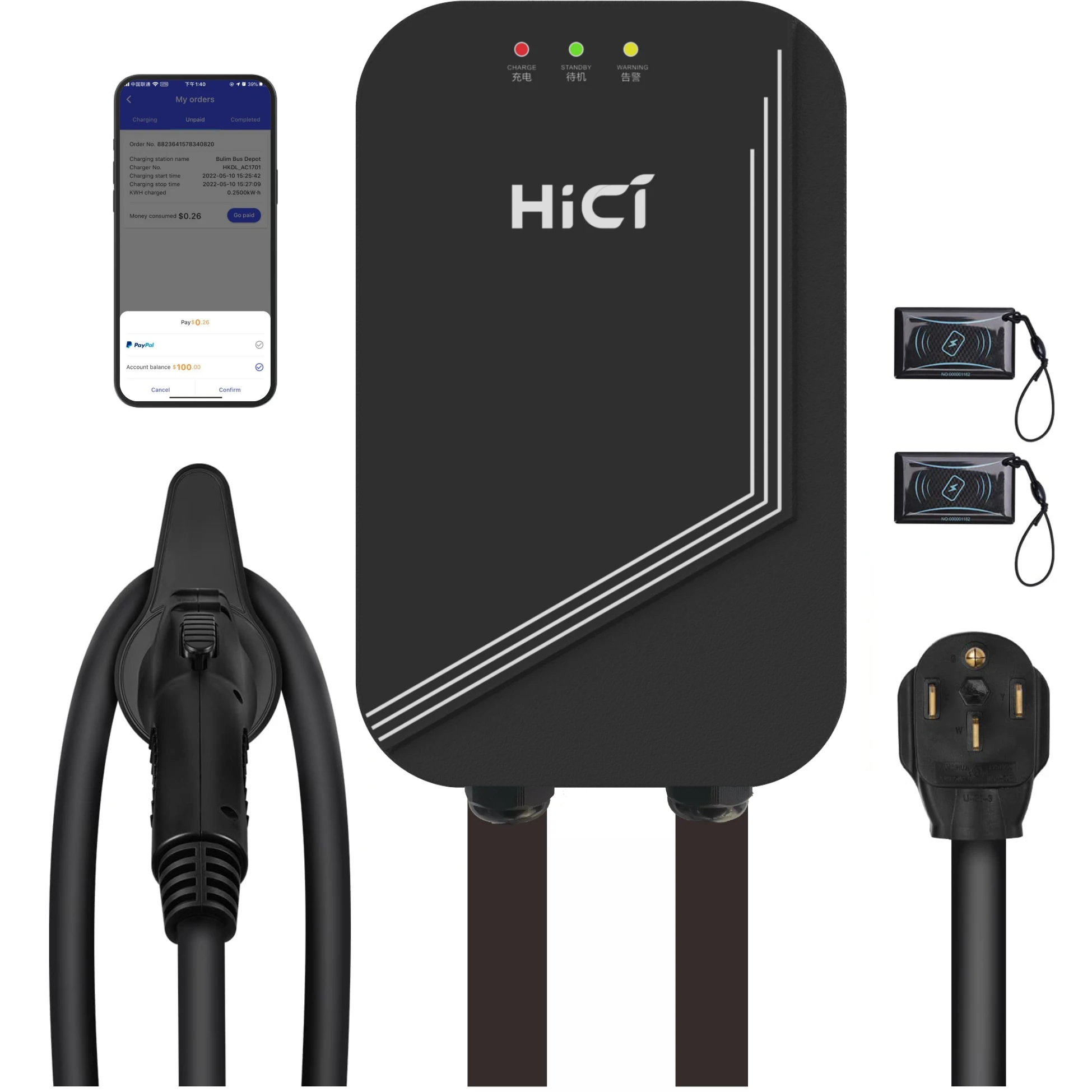 Зарядная Станция HICI Type 2 1 фаза 7 4 кВт