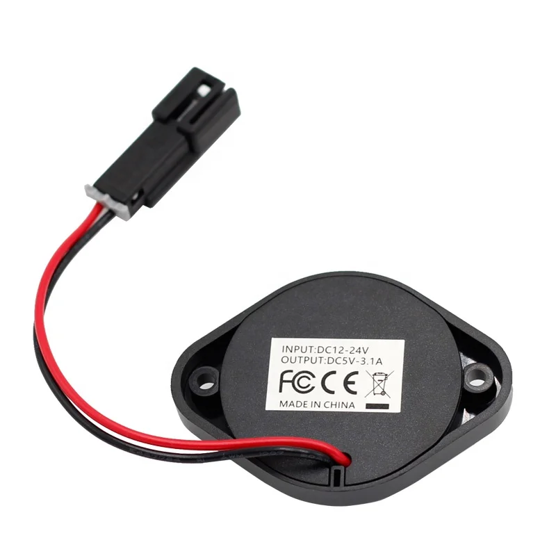 12V  3.1A Flat Surface Panel Mount  Car Seat Dual USB Bus Charger With Connectors