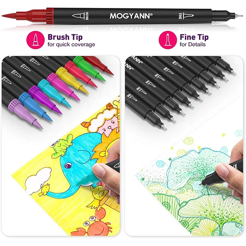 48pcs Double-headed Art Markers Two Tips Colored Pens Dual Brush Pen Set