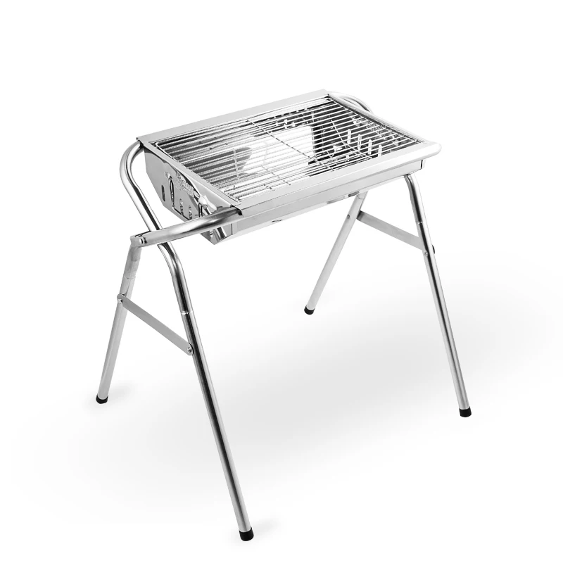 Large Outdoor Portable Charcoal BBQ Grill Stainless Steel Folding Design for Household Use