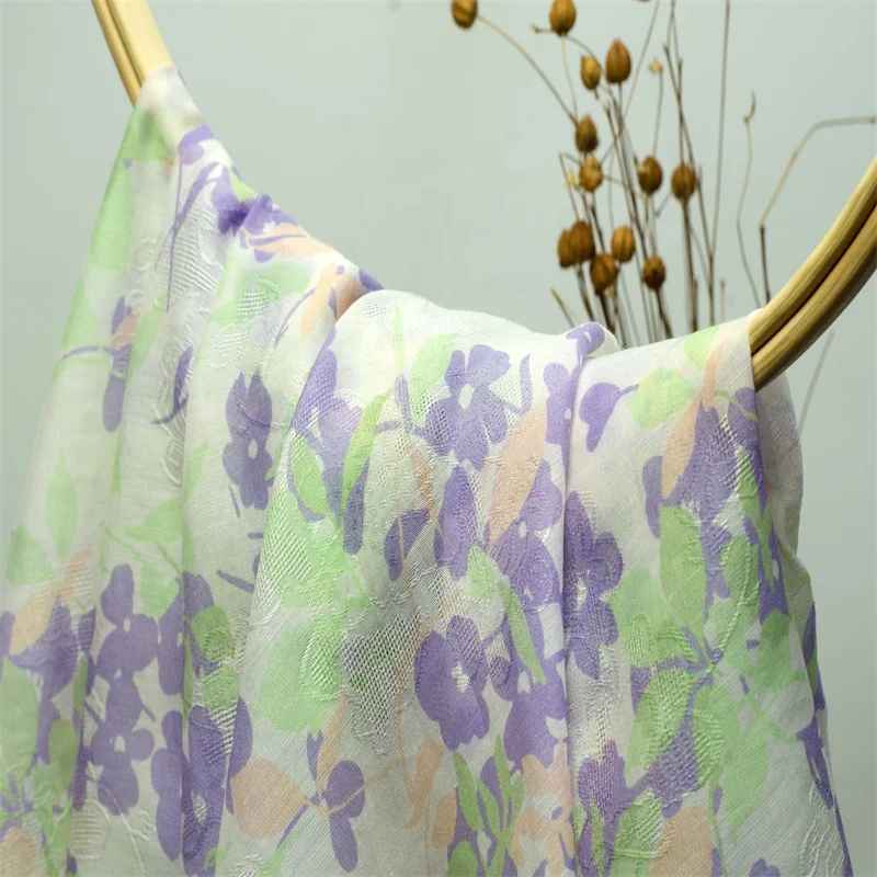 Y5005# Floral Digital fashion pattern Printed tencel lyocell nylon Woven jacquard Fabric Silk Women Dress Fabric wholesale